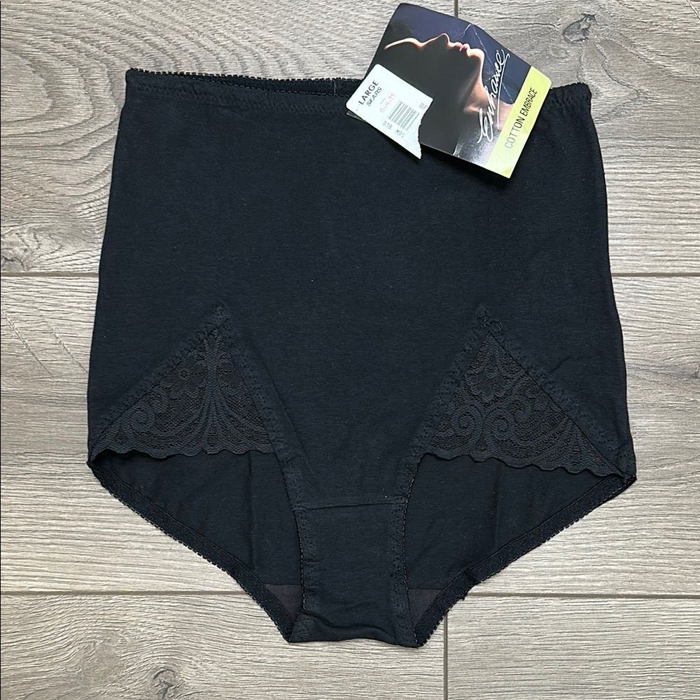 Vintage Enhance Cotton Embrace High Waist Black Brief Panty Size Large‎
